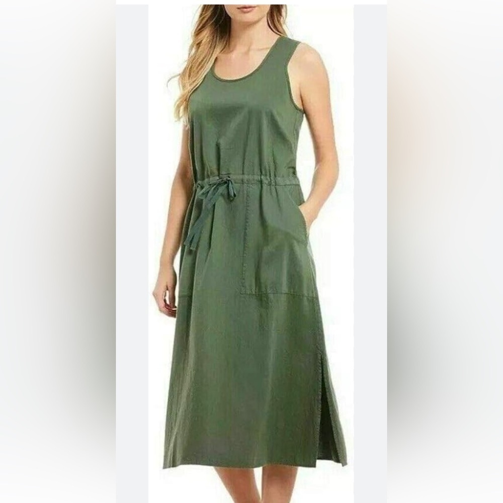 Eileen Fisher Olive Green Sleeveless Maxi Dress